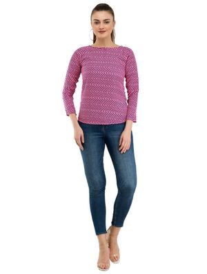 round neck chevron top - 17232067 - Standard Image - 4