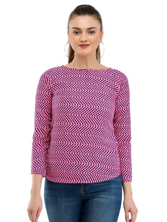 round neck chevron top - 17232067 - Zoom Image - 1