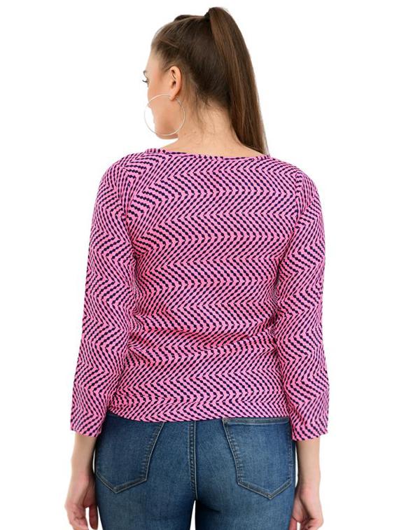 round neck chevron top - 17232067 - Zoom Image - 3