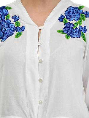 tie front embroidered top - 17232070 - Standard Image - 5