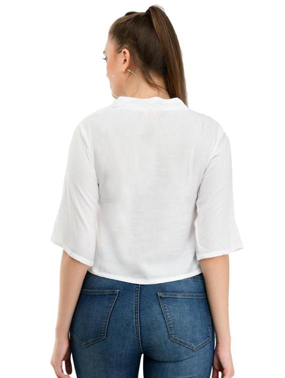 tie front embroidered top - 17232070 - Zoom Image - 3