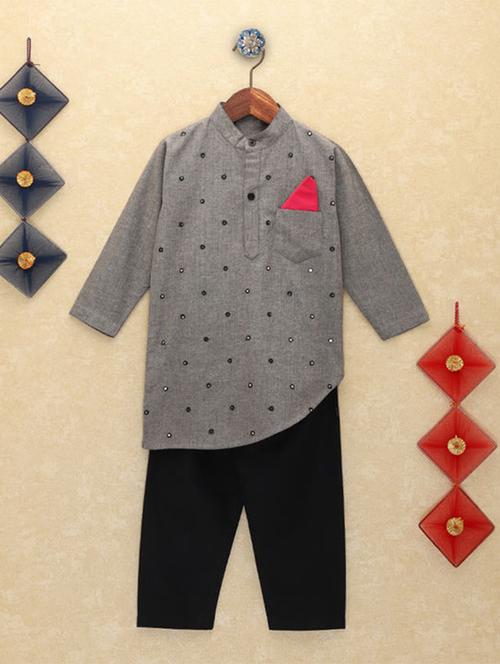 grey cotton kurta sets - 17232892 - Standard Image - 1