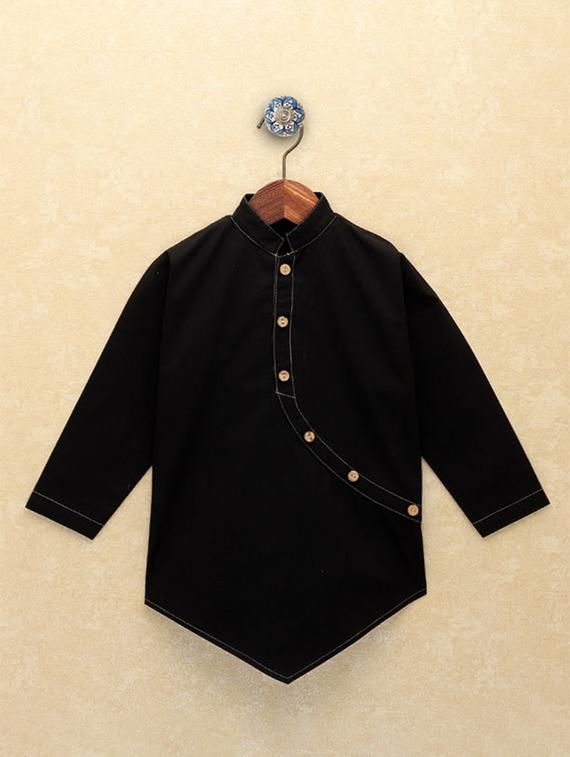 black cotton kurta sets - 17232894 - Zoom Image - 2