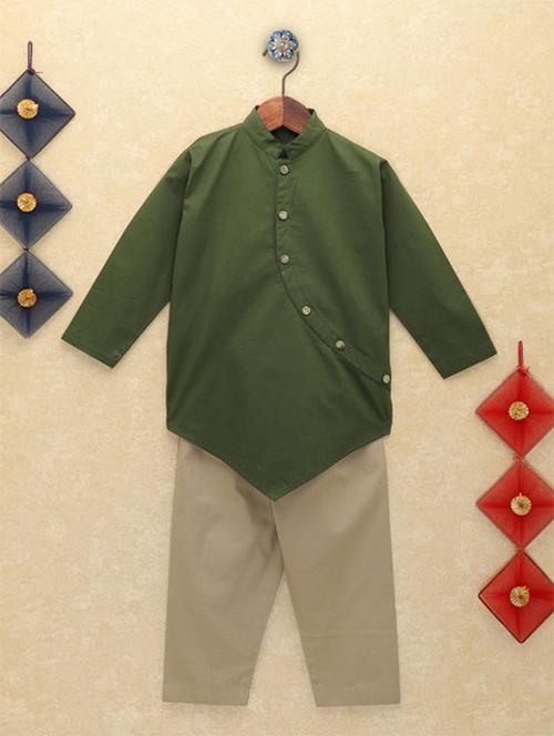 olive cotton kurta sets - 17232897 - Standard Image - 1