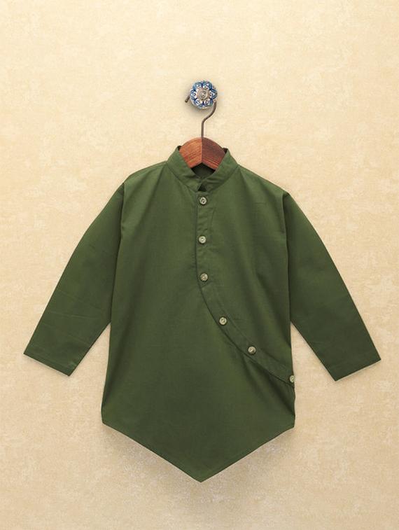 olive cotton kurta sets - 17232897 - Zoom Image - 2