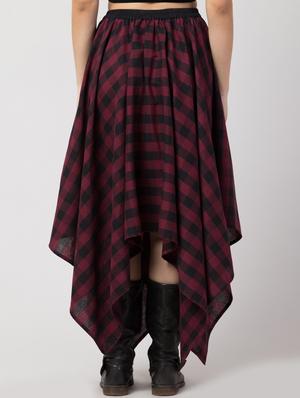 mid rise checkered asymmetric skirt - 17232921 - Standard Image - 4