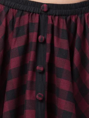 mid rise checkered asymmetric skirt - 17232921 - Standard Image - 5