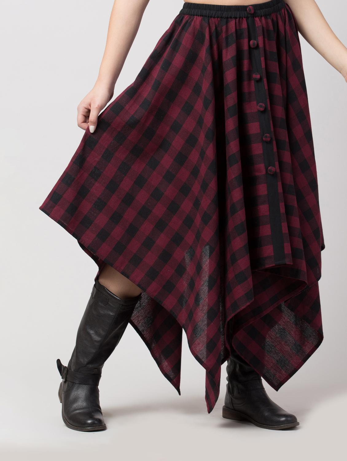 mid rise checkered asymmetric skirt - 17232921 - Zoom Image - 2