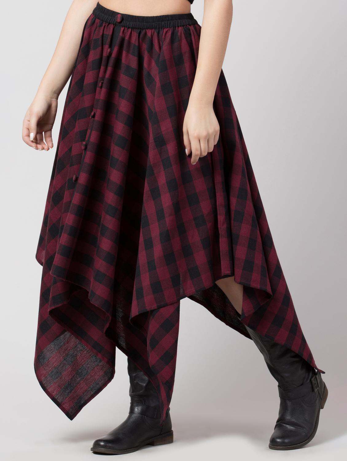 mid rise checkered asymmetric skirt - 17232921 - Zoom Image - 3