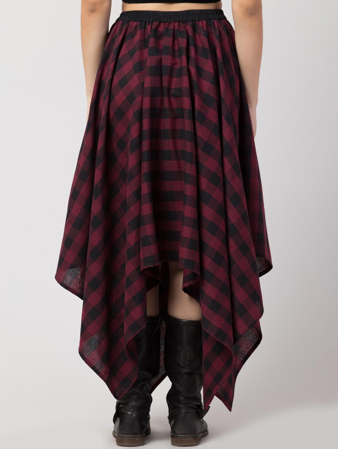 mid rise checkered asymmetric skirt - 17232921 - Zoom Image - 4