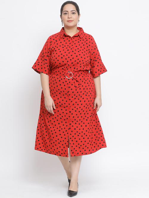 red polyester aline dress - 17233067 - Standard Image - 1
