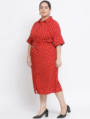 red polyester aline dress - 17233067 - Standard Image - 2