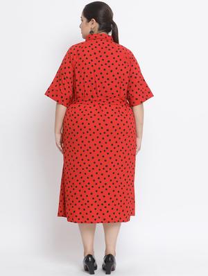 red polyester aline dress - 17233067 - Standard Image - 3
