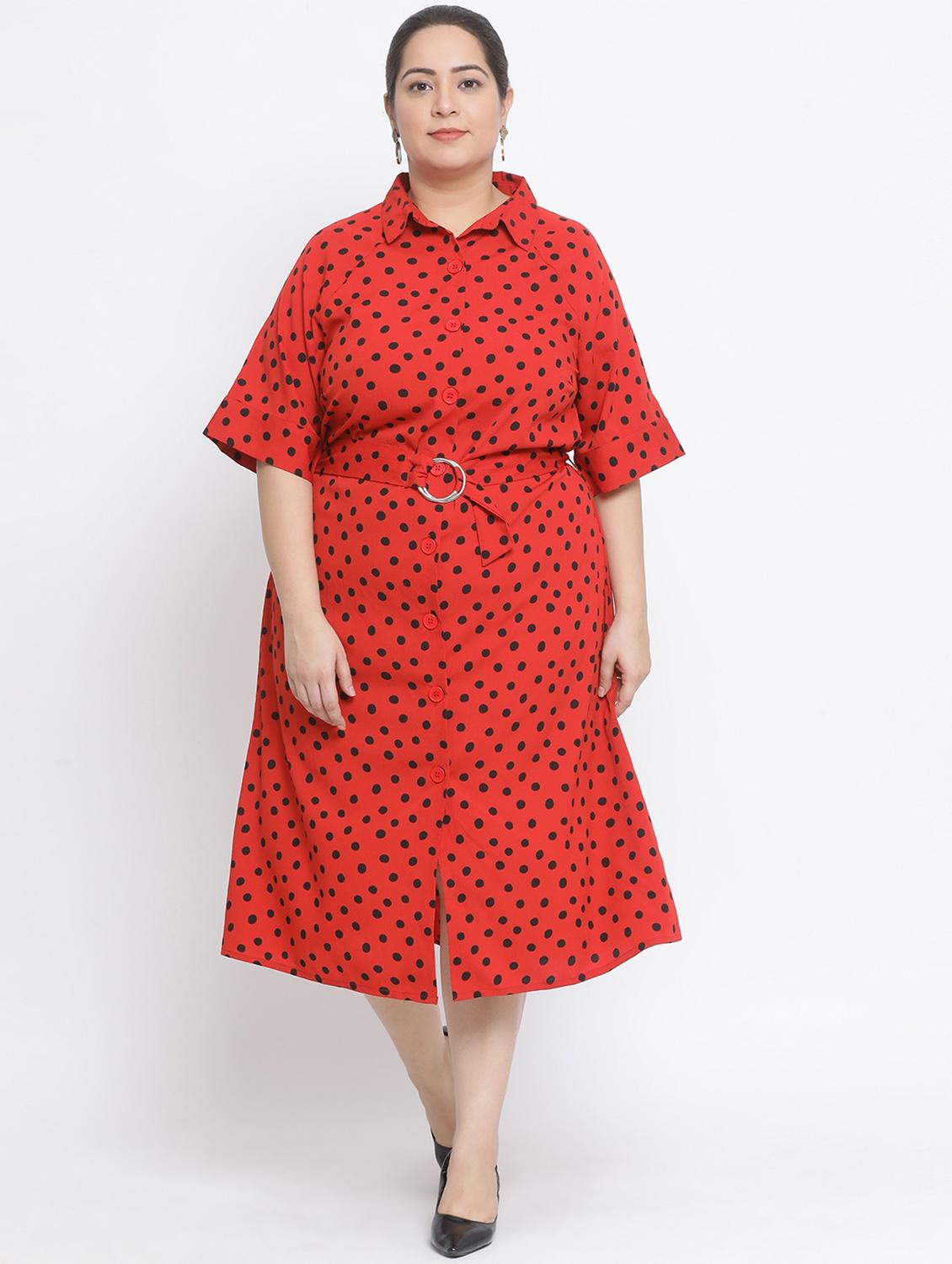 red polyester aline dress - 17233067 - Zoom Image - 1