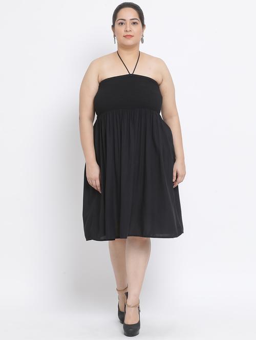 black viscose aline dress - 17233073 - Standard Image - 1