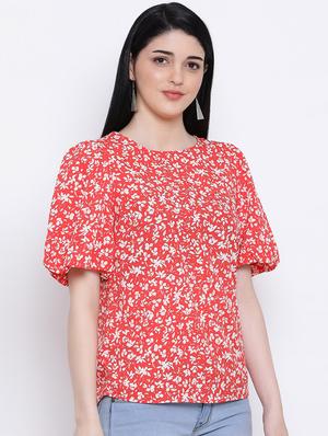 puff sleeved floral top - 17233091 - Standard Image - 2