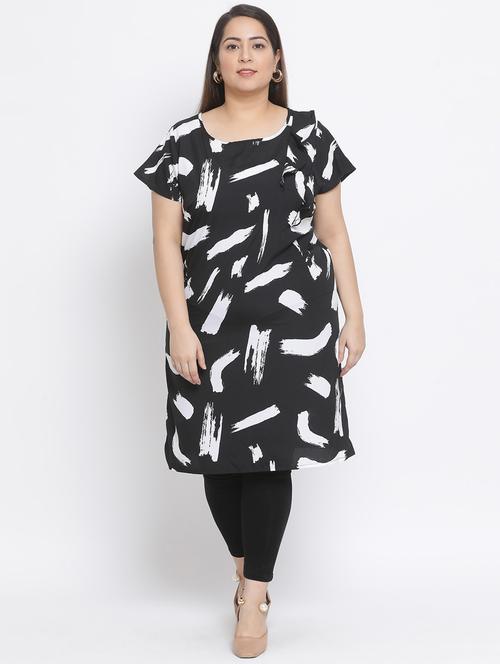 abstract print ruffled a-line kurta - 17233125 - Standard Image - 1
