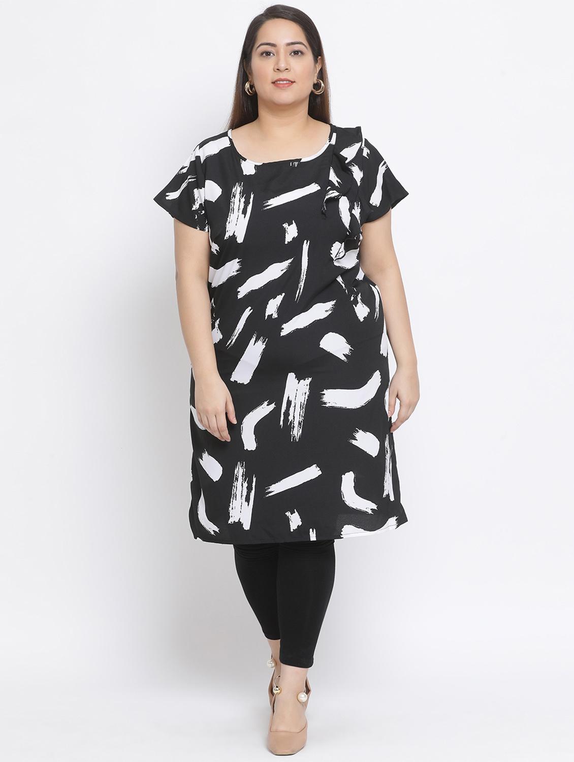 abstract print ruffled a-line kurta - 17233125 - Zoom Image - 1
