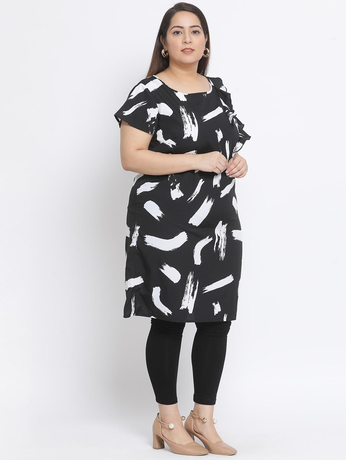 abstract print ruffled a-line kurta - 17233125 - Zoom Image - 2