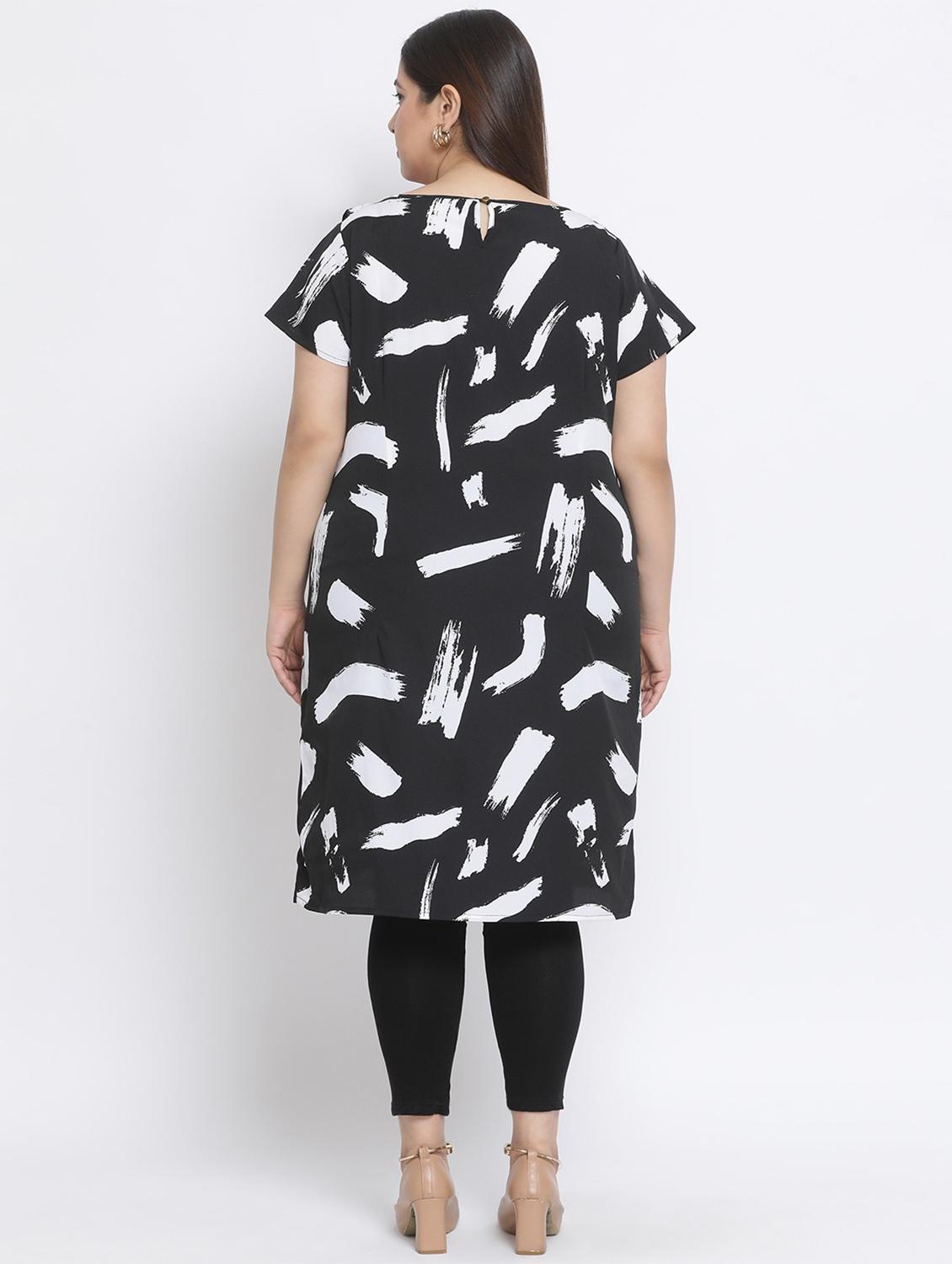 abstract print ruffled a-line kurta - 17233125 - Zoom Image - 3
