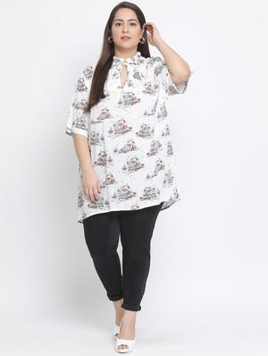 tie up neck printed tunic - 17233128 - Standard Image - 4