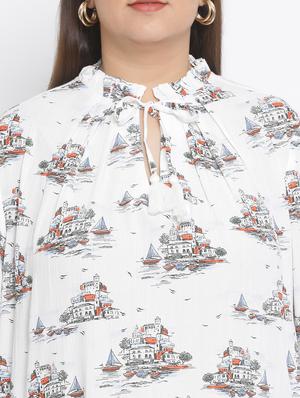 tie up neck printed tunic - 17233128 - Standard Image - 5