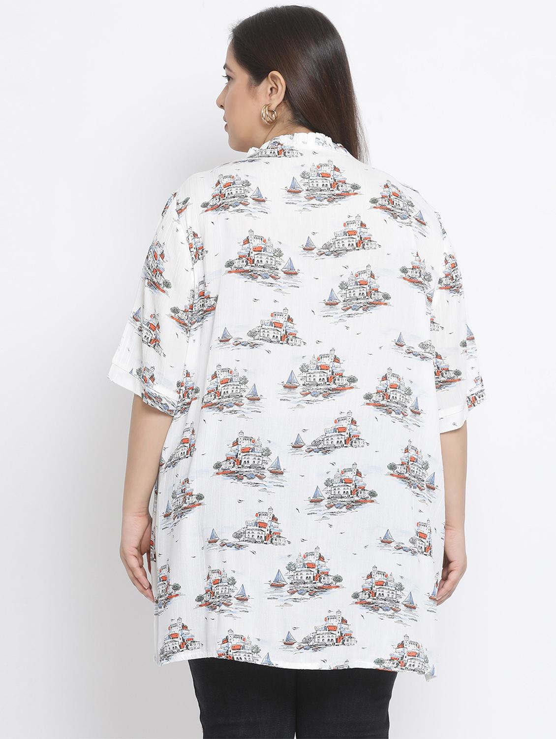 tie up neck printed tunic - 17233128 - Zoom Image - 3