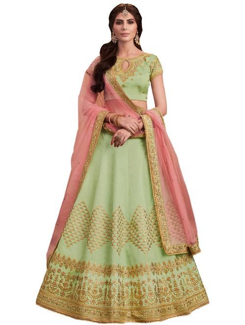 embroidered flared lehenga - 17233137 - Standard Image - 1