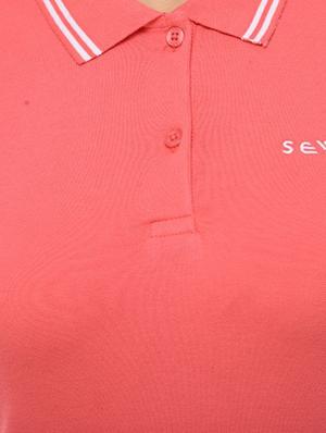 poly neck solid regular tee - 17233228 - Standard Image - 5