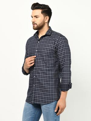navy blue checkered casual shirt - 17233340 - Standard Image - 2