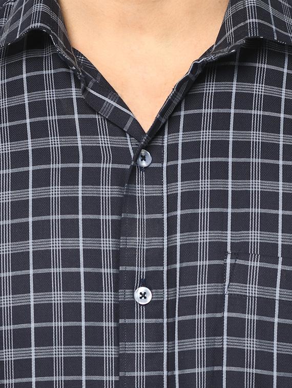navy blue checkered casual shirt - 17233340 - Zoom Image - 5