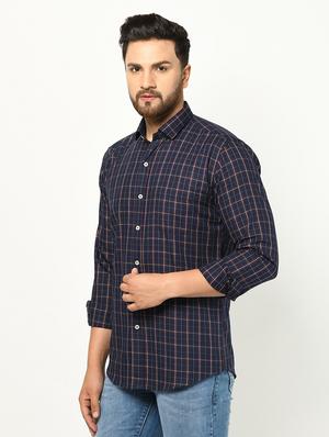 dark blue checkered casual shirt - 17233343 - Standard Image - 2