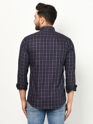 dark blue checkered casual shirt - 17233343 - Standard Image - 3