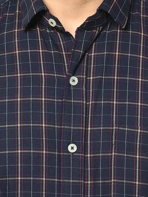 dark blue checkered casual shirt - 17233343 - Standard Image - 5
