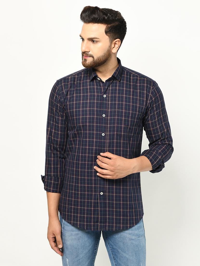 dark blue checkered casual shirt - 17233343 - Zoom Image - 1