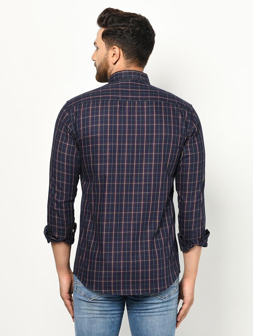 dark blue checkered casual shirt - 17233343 - Zoom Image - 3