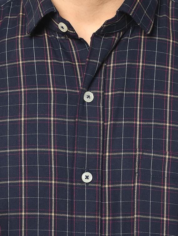 dark blue checkered casual shirt - 17233343 - Zoom Image - 5