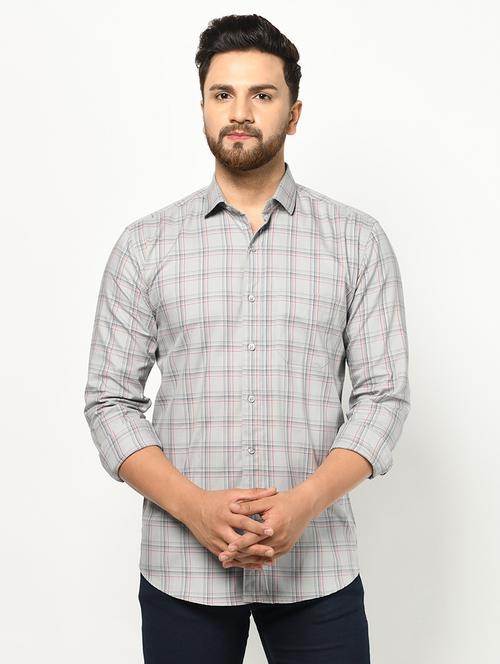 grey checkered casual shirt - 17233345 - Very Small Image - 1