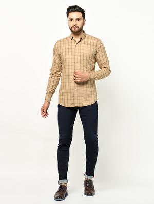beige checkered casual shirt - 17233350 - Standard Image - 4