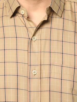 beige checkered casual shirt - 17233350 - Standard Image - 5