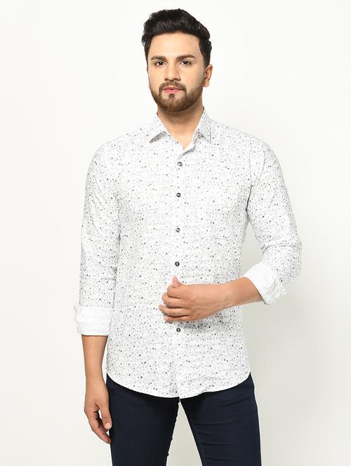 white printed casual shirt - 17233362 - Standard Image - 1