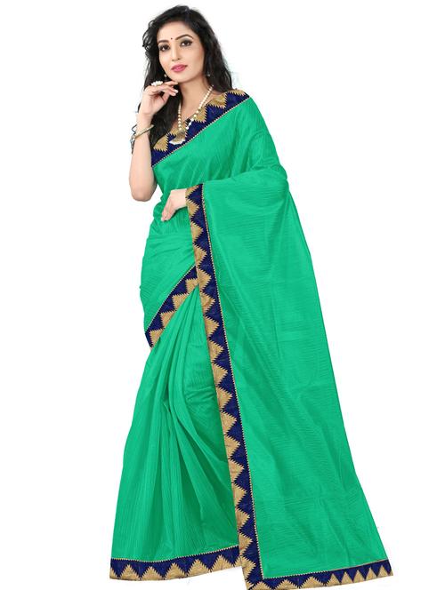 solid bordered saree with blouse - 17233409 - Standard Image - 1