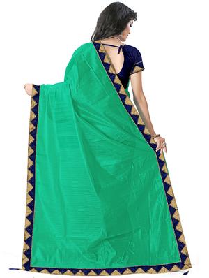 solid bordered saree with blouse - 17233409 - Standard Image - 2