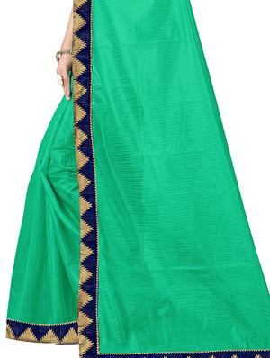 solid bordered saree with blouse - 17233409 - Standard Image - 3