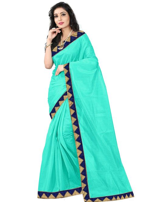 solid bordered saree with blouse - 17233418 - Standard Image - 1