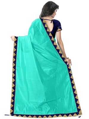 solid bordered saree with blouse - 17233418 - Standard Image - 2