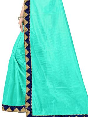 solid bordered saree with blouse - 17233418 - Standard Image - 3