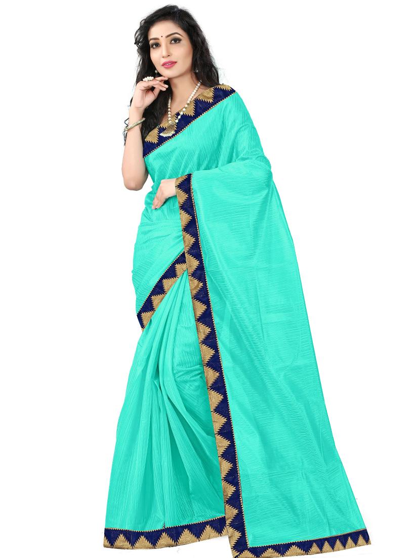 solid bordered saree with blouse - 17233418 - Zoom Image - 1