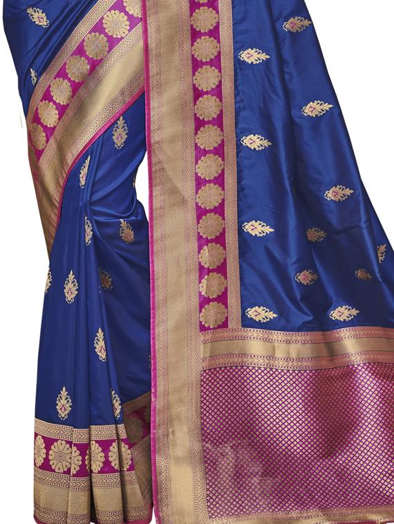 self design banarasi saree with blouse - 17233438 - Zoom Image - 3