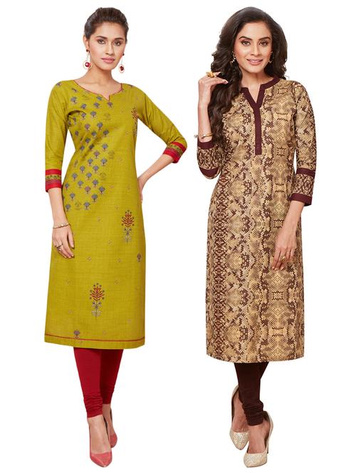multi colored cotton combos kurta - 17233634 - Standard Image - 1